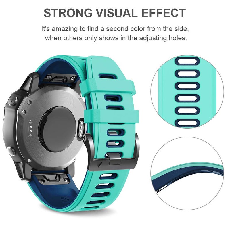ANCOOL for Fenix 6X Pro Watch Band/Fenix 5X Watch Band/Fenix 7X Watch Band 26MM Silicone Watch Band for Fenix 8 51mm/6X/5X Plus/7X Pro(Mint-Blue) - Image 5